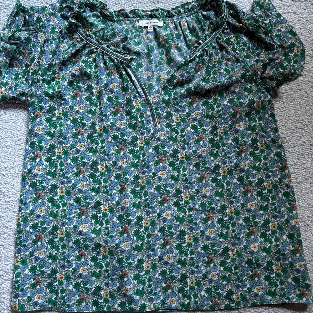 Max studio Floral Ruffle Blouse small - Picture 8 of 10